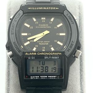 Casio Chronograph Watch Alarm Illuminator 80's, 40mm size case, 19cm wrist band